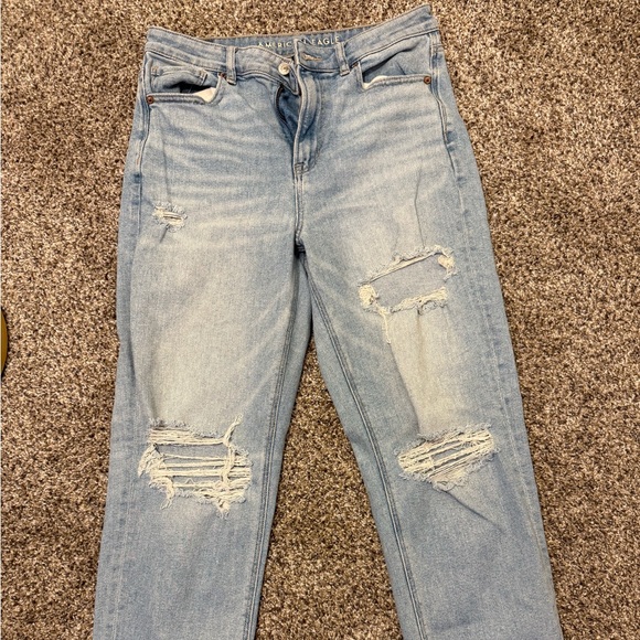 American Eagle Outfitters Denim - American Eagle Outfitters Light Blue Ripped Straight Leg Jeans